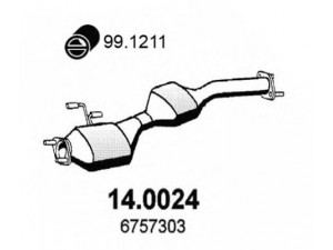 ASSO 14.0024 katalizatoriaus keitiklis 
 Išmetimo sistema -> Katalizatoriaus keitiklis
6188278, 6188280, 6193237, 6193239