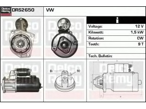 DELCO REMY DRS2650 starteris 
 Elektros įranga -> Starterio sistema -> Starteris
068911023B, 068911023F, 068911023FX