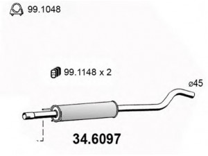 ASSO 34.6097 vidurinis duslintuvas 
 Išmetimo sistema -> Duslintuvas
5852126, 9129944
