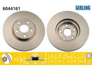 GIRLING 6044161 stabdžių diskas 
 Stabdžių sistema -> Diskinis stabdys -> Stabdžių diskas
4351205040