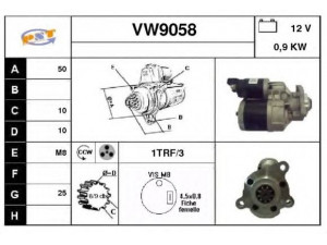SNRA VW9058 starteris 
 Elektros įranga -> Starterio sistema -> Starteris
047911023B, 047911023BX, 047911023B