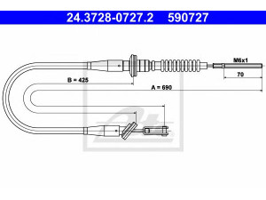 ATE 24.3728-0727.2 sankabos trosas 
 Dviratė transporto priemonės -> Kabeliai ir tachometro velenaai -> Sankabos trosas
47 01 106, 47 05 606, 9206557, 9210079