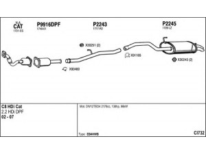 FENNO CI732 išmetimo sistema 
 Išmetimo sistema -> Išmetimo sistema, visa