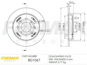 FREMAX BD-1067 stabdžių diskas 
 Stabdžių sistema -> Diskinis stabdys -> Stabdžių diskas
42510TF0000, 42510TG0T00, 42510TG5H00