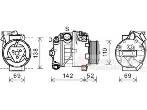 VAN WEZEL 0600K442 kompresorius, oro kondicionierius 
 Oro kondicionavimas -> Kompresorius/dalys
64509121758, 6452 9185 142, 64529185142