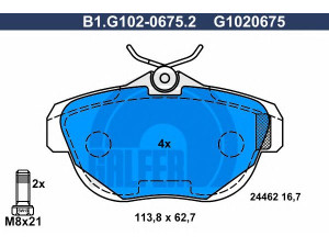 GALFER B1.G102-0675.2 stabdžių trinkelių rinkinys, diskinis stabdys 
 Techninės priežiūros dalys -> Papildomas remontas
4253 29