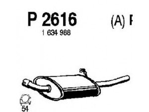 FENNO P2616 galinis duslintuvas 
 Išmetimo sistema -> Duslintuvas
5019349, 5029645, 6129421, 6132782