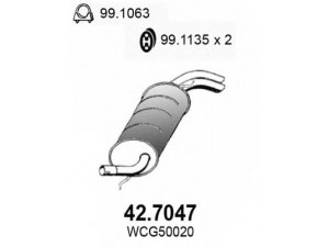 ASSO 42.7047 galinis duslintuvas 
 Išmetimo sistema -> Duslintuvas
WCG500020, WCG500200, WDV000040