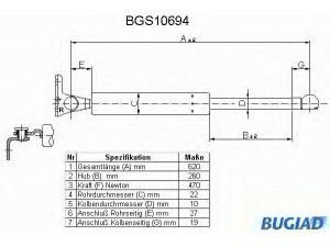 BUGIAD BGS10694 dujinė spyruoklė, bagažinė 
 Priedai -> Bagažinė/pakrovimo skyrius
8BG562620