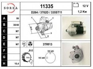 EAI 11335 starteris 
 Elektros įranga -> Starterio sistema -> Starteris
M2T50481, M2T50485