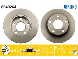 GIRLING 6040264 stabdžių diskas 
 Stabdžių sistema -> Diskinis stabdys -> Stabdžių diskas
8D0615601A, 8DO615601A, 8D0615601A