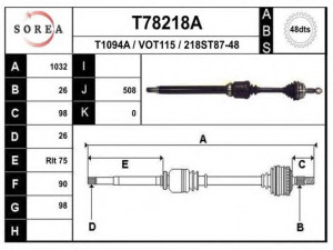 EAI T78218A kardaninis velenas 
 Ratų pavara -> Kardaninis velenas
5003914, 8601099