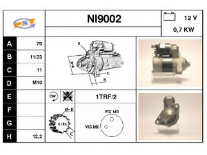 SNRA NI9002 starteris 
 Elektros įranga -> Starterio sistema -> Starteris
M0T84585, M2T42881, 233001F770