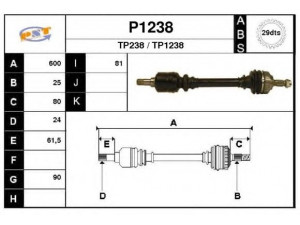 SNRA P1238 kardaninis velenas 
 Ratų pavara -> Kardaninis velenas
32720F, 32720G, 327261, 3272C9