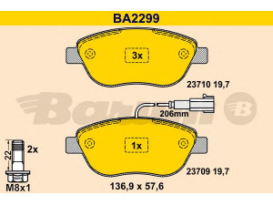BARUM BA2299 stabdžių trinkelių rinkinys, diskinis stabdys 
 Techninės priežiūros dalys -> Papildomas remontas
71752990, 71754803, 77362092, 77362195