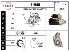 EAI 11940 starteris 
 Elektros įranga -> Starterio sistema -> Starteris
02T911023HX