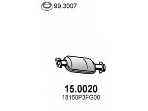 ASSO 15.0020 katalizatoriaus keitiklis 
 Išmetimo sistema -> Katalizatoriaus keitiklis
18160P3FG00, 18160P3FG10, 18160PHKG00