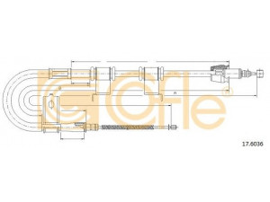 COFLE 17.6036 trosas, stovėjimo stabdys 
 Stabdžių sistema -> Valdymo svirtys/trosai
597701G300