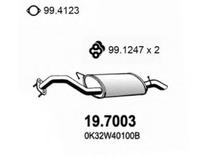 ASSO 19.7003 galinis duslintuvas 
 Išmetimo sistema -> Duslintuvas
OK32A40100B, OK34W40100B