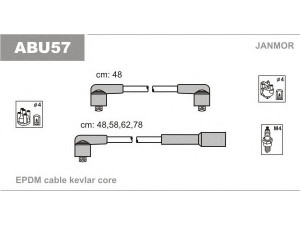 JANMOR ABU57 uždegimo laido komplektas 
 Kibirkšties / kaitinamasis uždegimas -> Uždegimo laidai/jungtys
032905483G, N104300.03