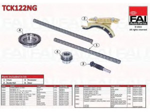 FAI AutoParts TCK122NG pavaros grandinės komplektas 
 Variklis -> Variklio uždegimo laiko reguliavimo kontrolė -> Sinchronizavimo grandinė/įtempiklis/kreiptuvas -> Pavaros grandinės komplektas