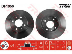 TRW DF1950 stabdžių diskas 
 Stabdžių sistema -> Diskinis stabdys -> Stabdžių diskas
4020661A01, 4020661A11