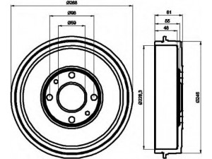 HELLA 8DT 355 300-071 stabdžių būgnas 
 Stabdžių sistema -> Būgninis stabdys -> Stabdžių būgnas
60810025, 60814839, 51816526, 7569600