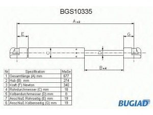 BUGIAD BGS10335 dujinė spyruoklė, bagažinė 
 Priedai -> Bagažinė/pakrovimo skyrius
7700795698, 7700795731