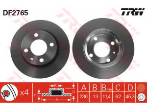 TRW DF2765 stabdžių diskas 
 Stabdžių sistema -> Diskinis stabdys -> Stabdžių diskas
002415019, 2415019, 6U0615301, 6UO615301