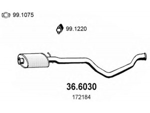 ASSO 36.6030 vidurinis duslintuvas 
 Išmetimo sistema -> Duslintuvas
172184, 172866, 172891