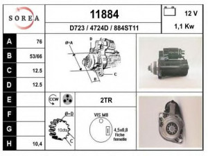 EAI 11884 starteris 
 Elektros įranga -> Starterio sistema -> Starteris
02A911023L