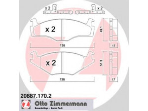 ZIMMERMANN 20887.170.2 stabdžių trinkelių rinkinys, diskinis stabdys 
 Techninės priežiūros dalys -> Papildomas remontas
867 615 109 A, 867 698 151
