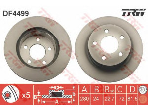 TRW DF4499 stabdžių diskas 
 Stabdžių sistema -> Diskinis stabdys -> Stabdžių diskas
5015965AA, 8952007710, 8952008264