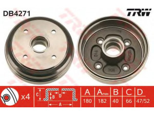 TRW DB4271 stabdžių būgnas 
 Stabdžių sistema -> Būgninis stabdys -> Stabdžių būgnas
4351160F00, 4351184040, 43511M84040A