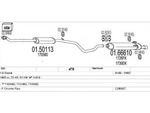 MTS C260627007625 išmetimo sistema 
 Išmetimo sistema -> Išmetimo sistema, visa