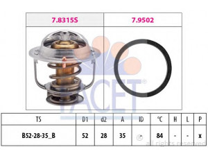 FACET 7.8315 termostatas, aušinimo skystis 
 Aušinimo sistema -> Termostatas/tarpiklis -> Thermostat
90048-33047-000, 90048-33056-000