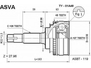 ASVA TY-01A48 jungčių komplektas, kardaninis velenas 
 Ratų pavara -> Sujungimai/komplektas
43470-29215, 43470-29216, 43470-29217