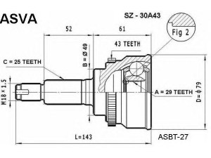 ASVA SZ-30A43 jungčių komplektas, kardaninis velenas 
 Ratų pavara -> Sujungimai/komplektas
44101-63J00, 44101-63J10, 44101-63J80