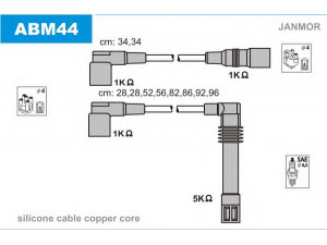 JANMOR ABM44 uždegimo laido komplektas 
 Kibirkšties / kaitinamasis uždegimas -> Uždegimo laidai/jungtys