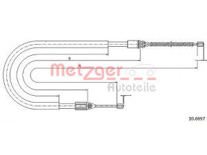 METZGER 10.6697 trosas, stovėjimo stabdys 
 Stabdžių sistema -> Valdymo svirtys/trosai
7700 424 468, 7700 834 655