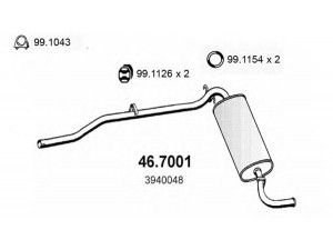 ASSO 46.7001 galinis duslintuvas 
 Išmetimo sistema -> Duslintuvas
3940048, 3948954