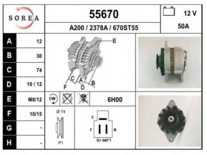 EAI 55670 kintamosios srovės generatorius 
 Elektros įranga -> Kint. sr. generatorius/dalys -> Kintamosios srovės generatorius
2702015020, 2702015021, 2702015030