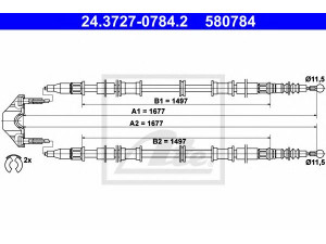 ATE 24.3727-0784.2 trosas, stovėjimo stabdys 
 Stabdžių sistema -> Valdymo svirtys/trosai
13153655, 5 22 032