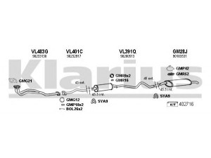KLARIUS 390335U išmetimo sistema 
 Išmetimo sistema -> Išmetimo sistema, visa