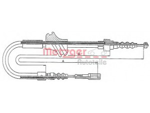 METZGER 10.7542 trosas, stovėjimo stabdys 
 Stabdžių sistema -> Valdymo svirtys/trosai
893 609 722F