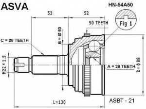 ASVA HN-54A50 jungčių komplektas, kardaninis velenas 
 Ratų pavara -> Sujungimai/komplektas
44014-S5A-951, 44305-S5A-950, 44305-S5A-N50
