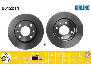 GIRLING 6012211 stabdžių diskas 
 Stabdžių sistema -> Diskinis stabdys -> Stabdžių diskas
169003, 424996, 91517695, 95661747