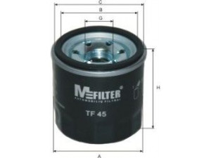 MFILTER TF 45 alyvos filtras 
 Techninės priežiūros dalys -> Techninės priežiūros intervalai
15400 PFB 004, 15400 PJ7 005, 15400 PJ7 015