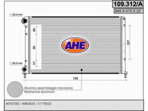 AHE 109.312/A radiatorius, variklio aušinimas 
 Aušinimo sistema -> Radiatorius/alyvos aušintuvas -> Radiatorius/dalys
51779232