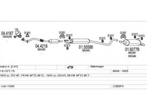 MTS C250974011543 išmetimo sistema 
 Išmetimo sistema -> Išmetimo sistema, visa